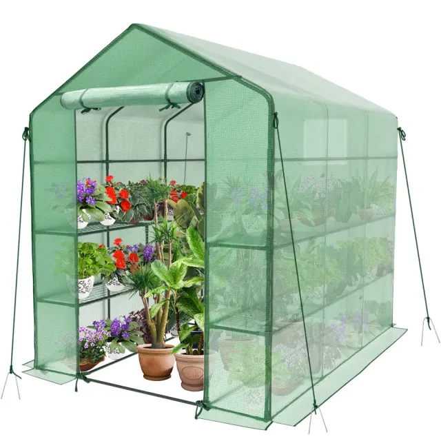 VOUNOT serra giardino verde 143x215x195cm con ripiani