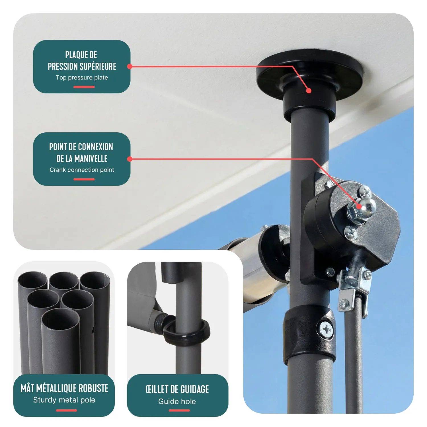 VOUNOT Tenda verticale senza forare 100x310 grigia esterno