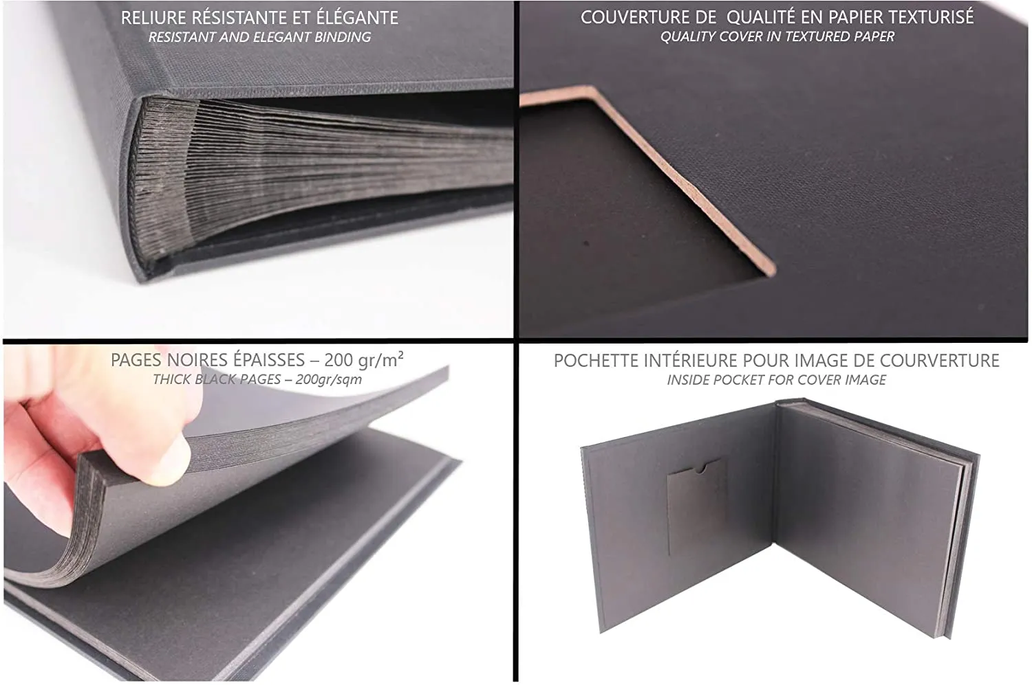 VOUNOT album foto 31x22 nero 80 pagine kit