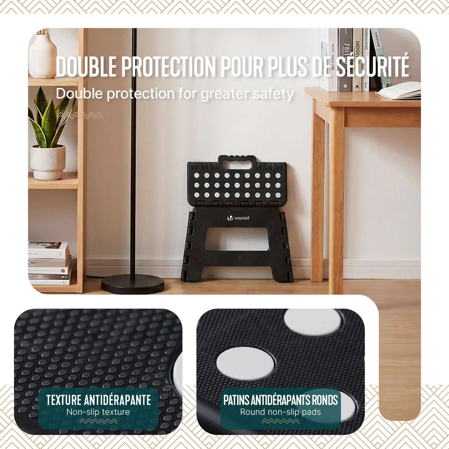 VOUNOT Sgabello Pieghevole 32x25x22 Nero Plastica