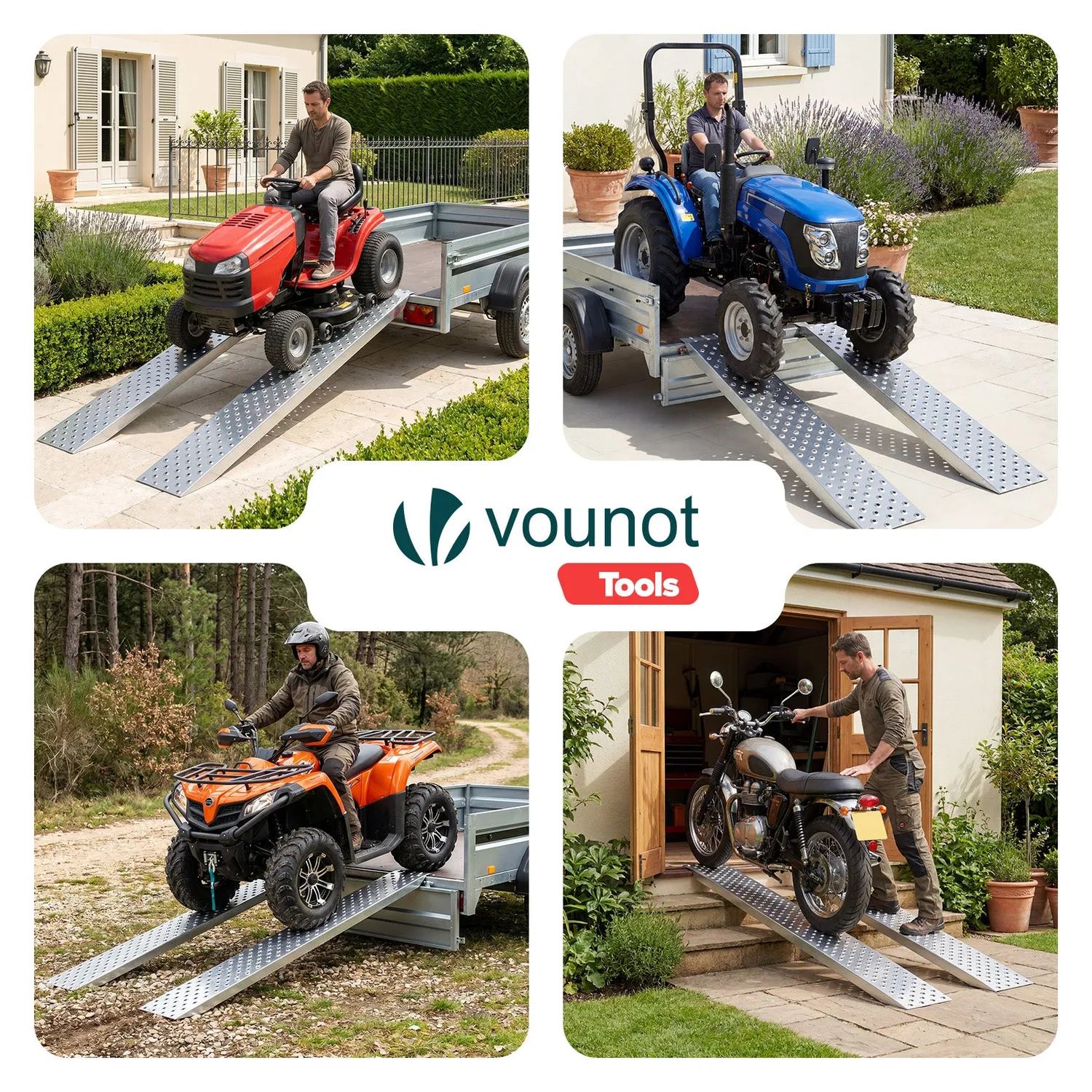 VOUNOT Rampe Carico Acciaio Zincato 135cm 400kg 2 Pezzi